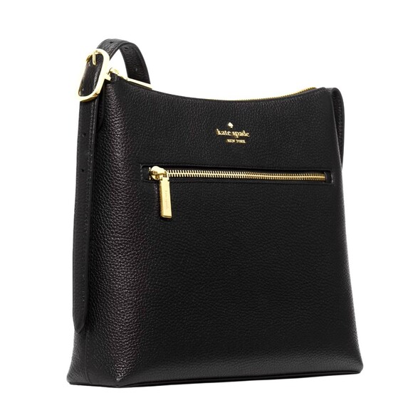 New Kate Spade 454 Large Swingpack Buckle Crossbody Pebble Leather Black - Picture 3 of 5